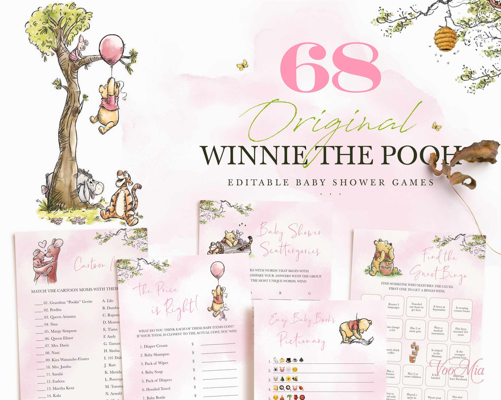 Baby Shower Game Winnie the Pooh Baby Word Scramble INSTANT DOWNLOAD 